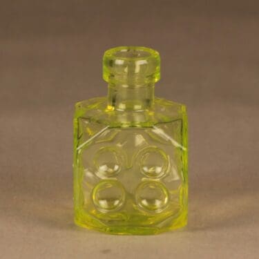 Riihimäen lasi Arpa on heitetty maljakko, keltainen, suunnittelija , noppapullo, noppa