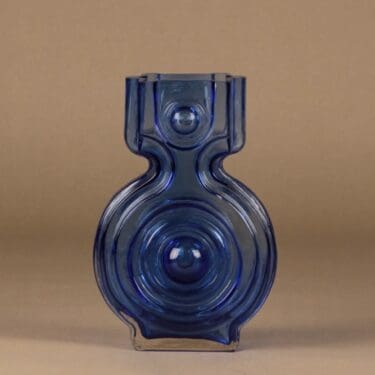 Riihimäen Lasi Aitanlukko maljakko, sininen suunnittelija Helena Tynell