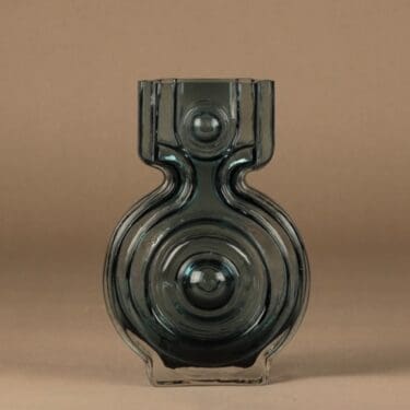 Riihimäen Lasi Aitanlukko maljakko siniharmaa suunnittelija Helena Tynell