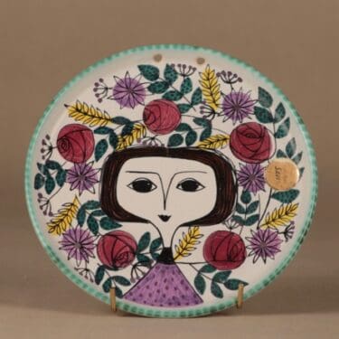 Kupittaan savi seinätaulu, käsinmaalattu, suunnittelija Laila Zink, käsinmaalattu, signeerattu