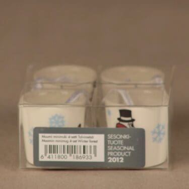 Arabia Muumi minimuumimuki, Talvimetsä 2012, 4 kpl, suunnittelija Tove Slotte, Talvimetsä 2012, muumi, sesonkituote