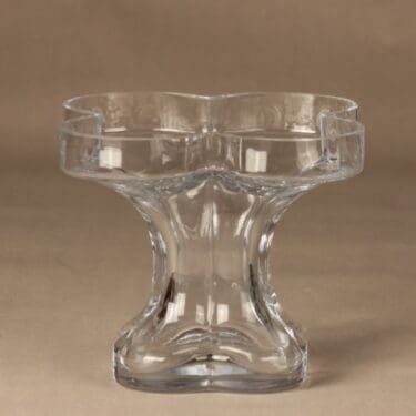 Riihimäen lasi Onnenlehti maljakko, kirkas, suunnittelija Helena Tynell,