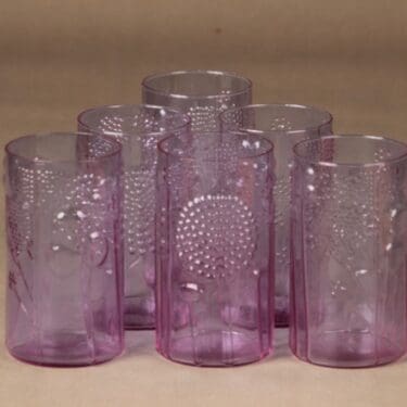 Nuutajärvi Flora lasi, 30 dl, 6 kpl, suunnittelija Oiva Toikka, 30 dl