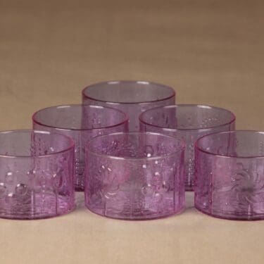 Nuutajärvi Flora annoskulho, neodymi, 6 kpl, suunnittelija Oiva Toikka,