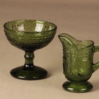 Riihimäen lasi 5647/5648 sokerikko ja kermakko, vihreä, suunnittelija ,