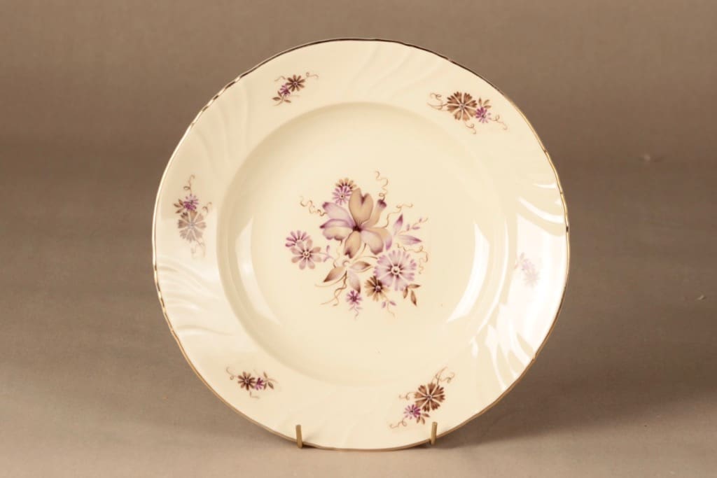 Arabia Raili lautanen, syvä, suunnittelija Svea Granlund, syvä, kukka