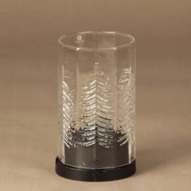 Iittala Kuusi kynttilälyhty, kirkas, musta, suunnittelija Heikki Orvola, metallijalka