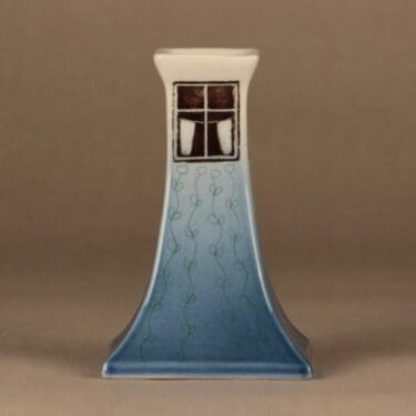 Arabia HLS kynttilänjalka, sininen, musta, suunnittelija Heljä Liukko-Sundström,