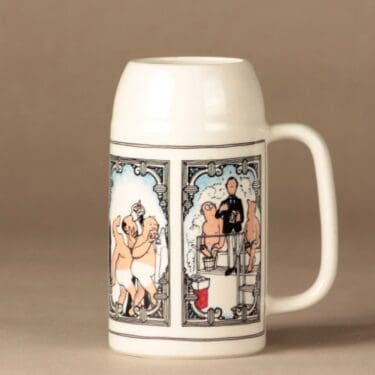 Arabia oluttuoppi, 50 cl, suunnittelija Bosse Österberg, 50 cl, Sauna-aihe