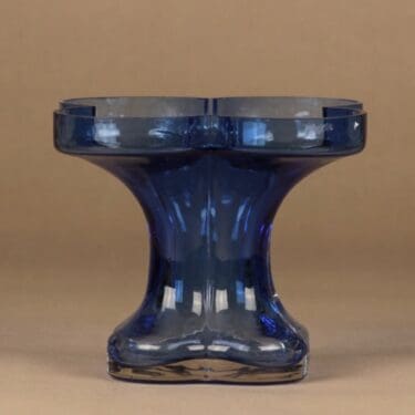 Riihimäen lasi Onnenlehti maljakko, sininen, suunnittelija Helena Tynell,