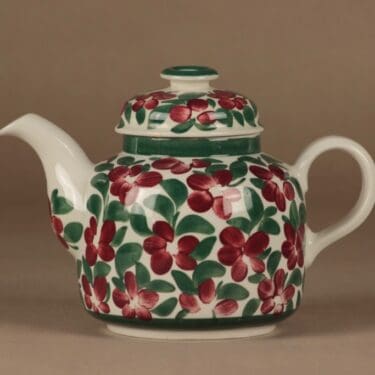 Arabia Purpurijenkka teekaadin, käsinmaalattu, suunnittelija Ulla Procope, käsinmaalattu, signeerattu