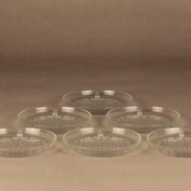 Riihimäen lasi Riikinkukko lautanen, 14.5 cm, 6 kpl, suunnittelija Nanny Still, 14.5 cm