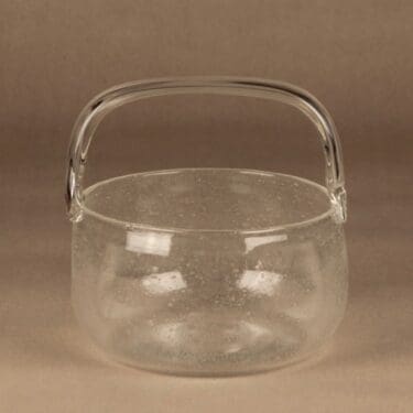 Nuutajärvi Sargasso glass basket, signed designer Kaj Franck