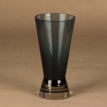 Riihimäen lasi maljakko, siniharmaa, kirkas, suunnittelija Tamara Aladin,