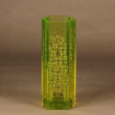 Riihimäen lasi Presto maljakko, keltainen, suunnittelija Tamara Aladin,