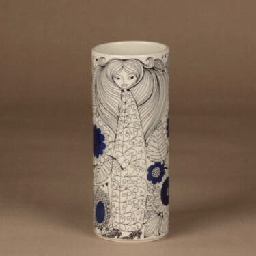 Arabia Pastoraali maljakko, sininen, musta, suunnittelija Esteri Tomula, Satu-aihe