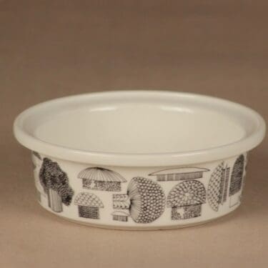 Arabia Tatti kulho, mustavalkoinen, suunnittelija Esteri Tomula, sieni, tatti