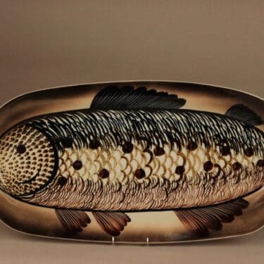 Arabia Kala kalavati, käsinmaalattu, suunnittelija Gunvor Olin-Grönqvist, käsinmaalattu, kala, suuri, signeerattu