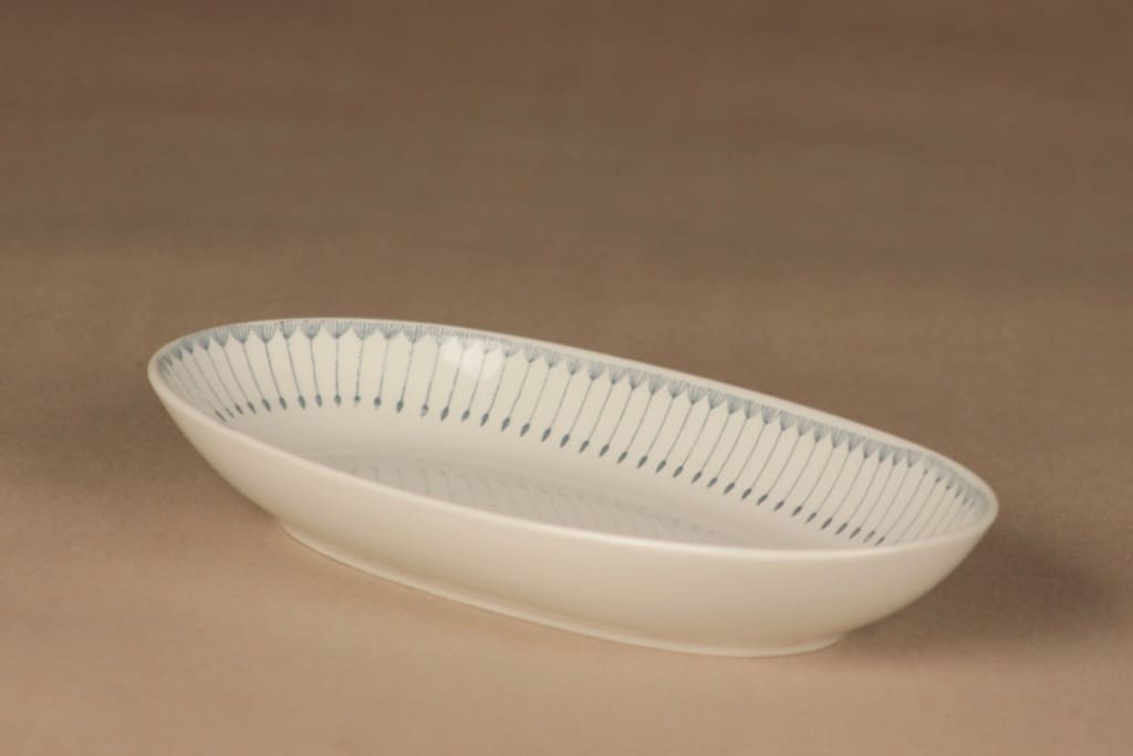 Arabia Heini sillivati, valkoinen, harmaa, suunnittelija Raija Uosikkinen, kuparipainokoriste