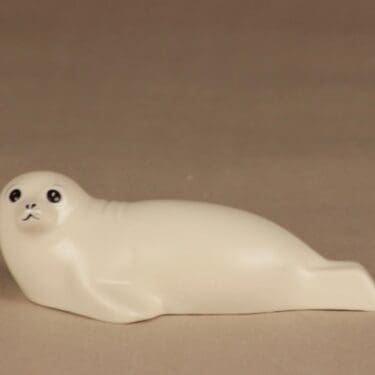 Arabia Animalia hylje, valkoinen, musta, suunnittelija Lillemor Mannerheim-Klingspor,