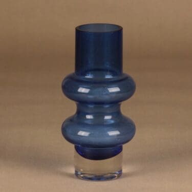 Riihimäen lasi Solmuke maljakko, sininen, suunnittelija Tamara Aladin,