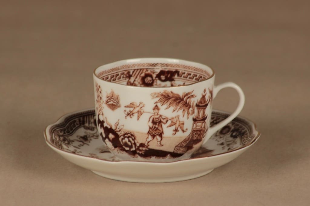 Arabia Singapore kahvikuppi ja lautaset(2), ruskea, suunnittelija tuntematon, kuva 2