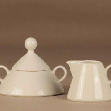 Arabia Harlekin sokerikko ja kermakko, valkoinen, suunnittelija Inkeri Leivo,