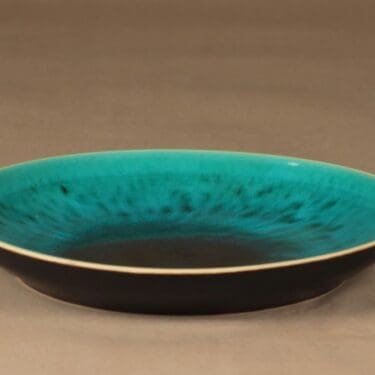 Arabia taidekeramiikkakulho, turkoosi, suunnittelija Friedl Holzer-Kjellberg, frittilasite