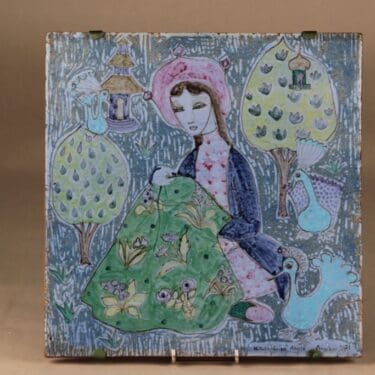 Arabia seinäreliefi, uniikki, suunnittelija Hilkka-Liisa Ahola, uniikki, käsinmaalattu, signeerattu