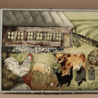 Arabia HLS seinätaulu, tilaustyö, suunnittelija Heljä Liukko-Sundström, tilaustyö, signeerattu