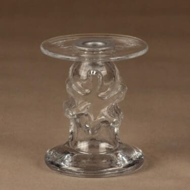 Riihimäen lasi Kasper kynttilänjalka, kirkas, suunnittelija Erkkitapio Siiroinen, signeerattu