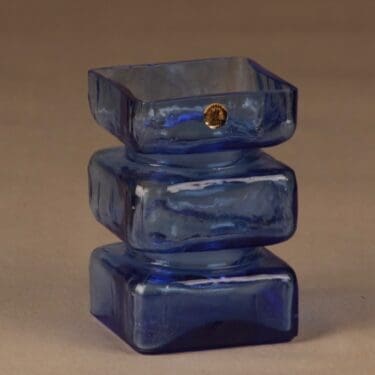 Riihimäen lasi 1392 maljakko, sininen, suunnittelija Helena Tynell,