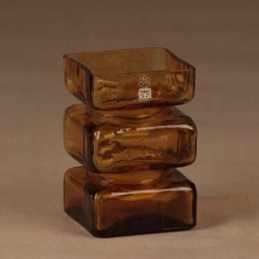 Riihimäen lasi 1392 maljakko, amber, suunnittelija Helena Tynell,