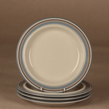 Arabia Uhtua lautanen, 19.5 cm, 4 kpl, suunnittelija Inkeri Leivo, 19.5 cm, raitakoriste