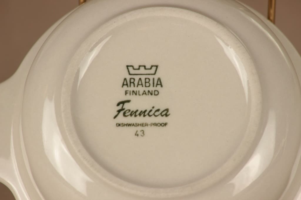 Arabia Fennica aamiaiskulho, korvallinen, suunnittelija Richard Lindh, korvallinen, raitakoriste kuva 2