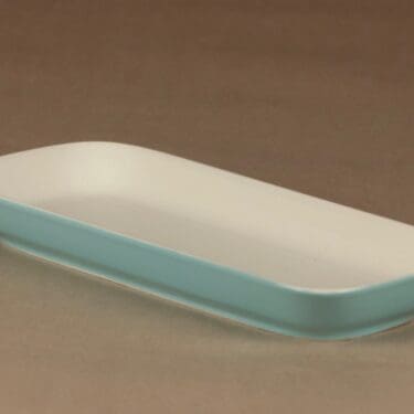 Arabia Atria tarjoiluvati, valkoinen, turkoosi, suunnittelija Kaarina Aho,