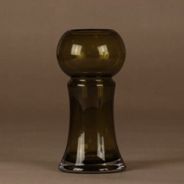 Riihimäen lasi Sirkka maljakko, oliivinvihreä suunnittelija Tamara Aladin