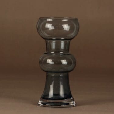 Riihimäen lasi Kielo maljakko/kynttilänjalka, siniharmaa, suunnittelija Tamara Aladin,