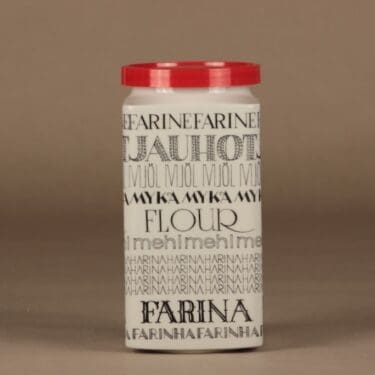 Arabia FF 3 purkki Jauho suunnittelija Esteri Tomula, Kahvi, kahvi, serikuva