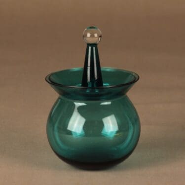 Riihimäen lasi Harlekiini makeiskulho, kannellinen, suunnittelija Nanny Still, kannellinen