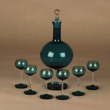 Riihimäen lasi Harlekiini Karahvi ja 6 lasia, 50 cl, 3 cl, suunnittelija Nanny Still, 50 cl, 3 cl