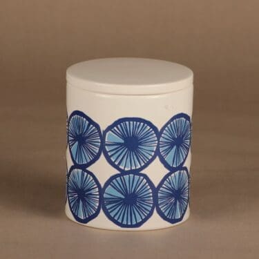 Marimekko purkki, sininen, suunnittelija Maija Isola,