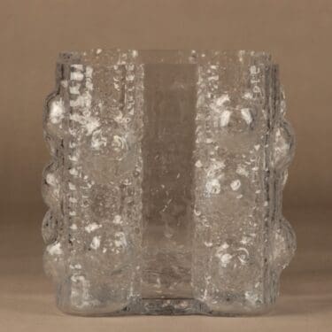 Riihimäen lasi Quadrifolia maljakko, kirkas, suunnittelija Nanny Still, retro, massiivinen