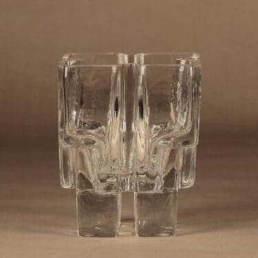 Riihimäen lasi Paalutalo maljakko, signeerattu, suunnittelija Helena Tynell, signeerattu, massiivinen