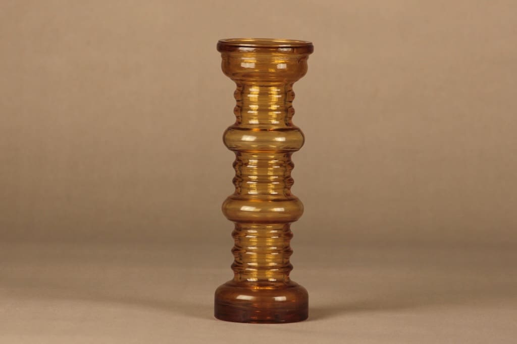 Riihimäen lasi Carmen vase/candle holder, amber designer Tamara Aladin