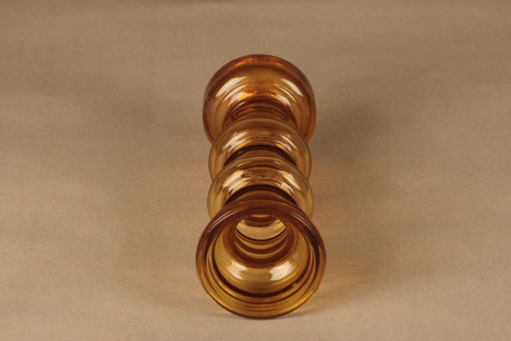 Riihimäen lasi Carmen vase/candle holder, amber designer Tamara Aladin 3