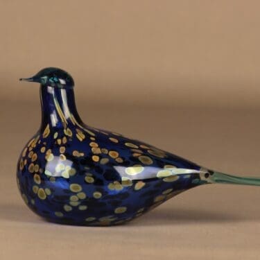 Nuutajärvi lintu , Sinikki, suunnittelija Oiva Toikka, Sinikki, signeerattu, tilaustyö