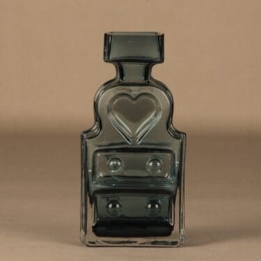 Riihimäen lasi Piironki maljakko, siniharmaa, suunnittelija Helena Tynell,