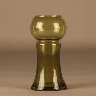 Riihimäen lasi Sirkka maljakko, oliivinvihreä, suunnittelija Tamara Aladin,