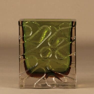 Nuutajärvi N502 maljakko, vihreä, kirkas, suunnittelija Heikki Orvola,